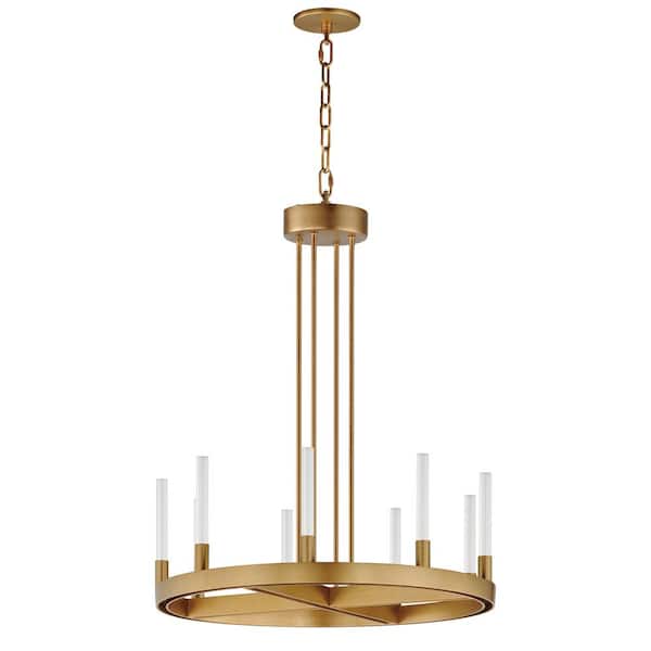 Ovation 9-Light 24 in. Integrated LED Gold Chandelier