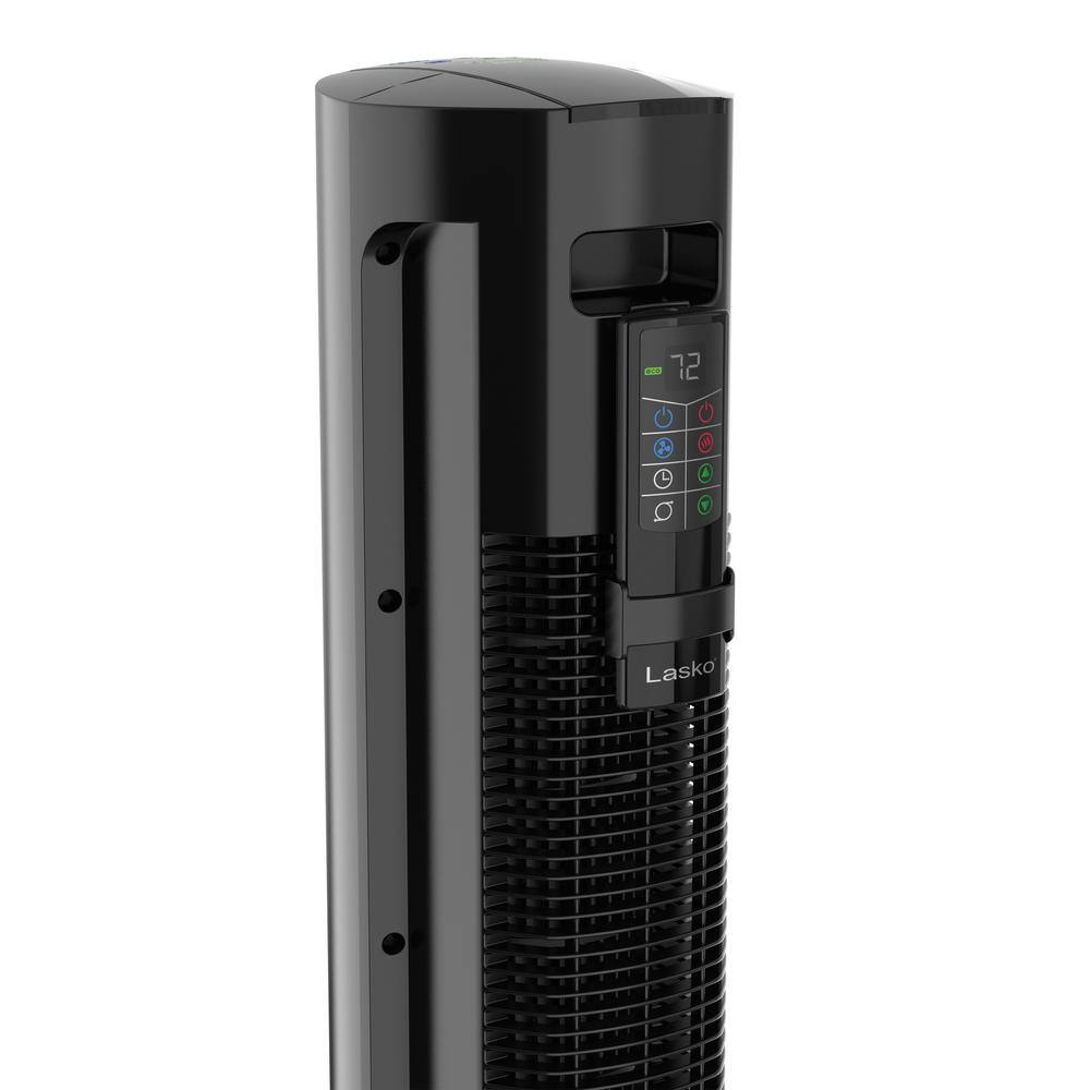 Black Ceramic Tower Fan and Space Heater with Remote