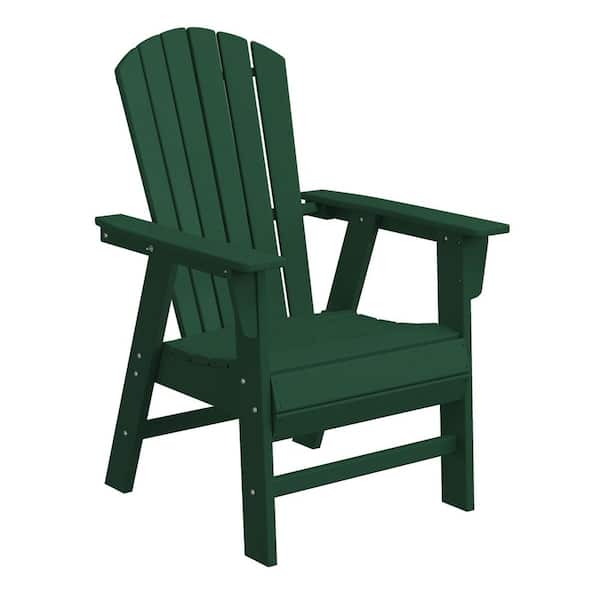 Altura Outdoor Patio Fade Resistant HDPE Plastic Adirondack Style Dining Chair with Arms in Dark Green