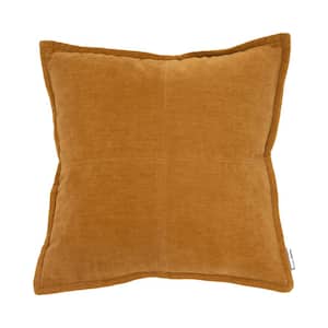 Lambent Cross Stitch Square Pillow 18 in. x 18 in. Sulphur Yellow