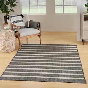 Positano Charcoal Ivory 6 ft. x 9 ft. Stripes Contemporary Area Rug