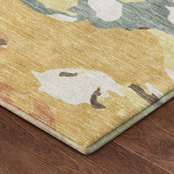 Mayfield Premium Machine Washable Abstract AMF2497 Gold 2 ft. x 3 ft. Accent Rug