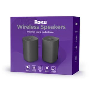 Wireless Speakers Surround Sound System for Roku TV with 2 Speakers in Black