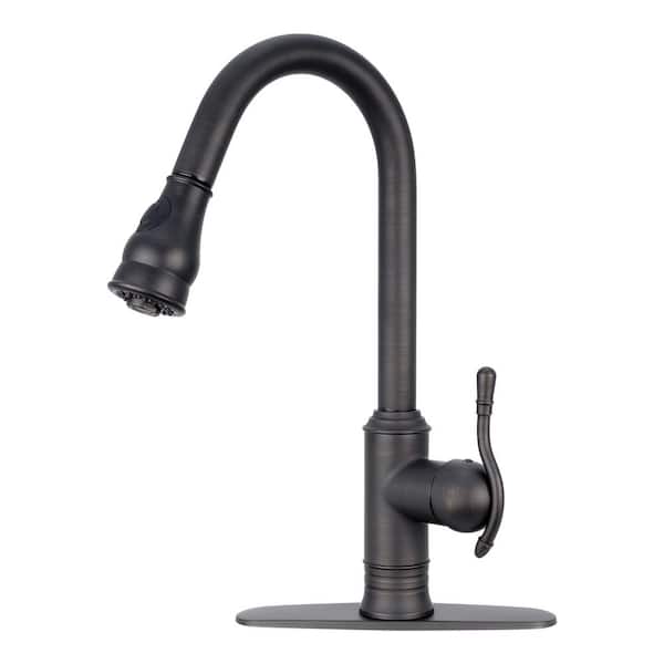 Akicon Single Handle Pull-Down Sprayer Kitchen Faucet in Oil Rubbed Bronze