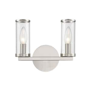 Revolve 10 in. 2 Light 60-Watt Clear Glass/Polished Nickel Vanity Light