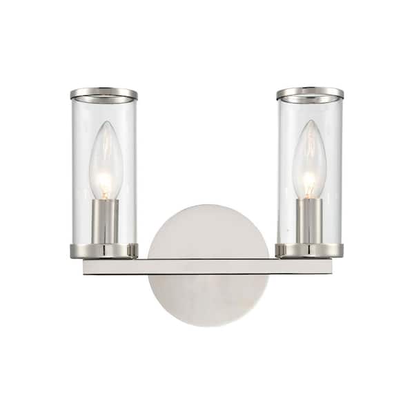 ALORA Revolve 10 in. 2 Light 60-Watt Clear Glass/Polished Nickel Vanity Light