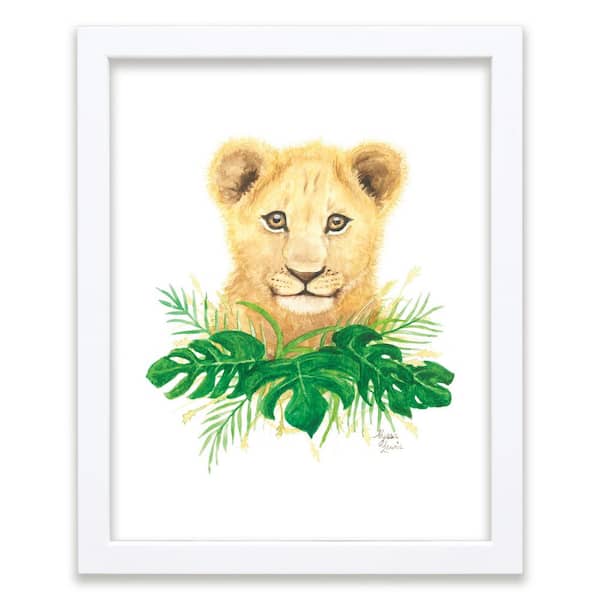 Unbranded Safari Littles "Lion" by Alyssa Lewis Individual White Framed Animal Art Print 24 in. x 18 in.