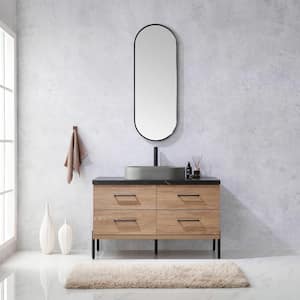 Trento 48 in. W x 21.7 in. D x 34.6 in. H Single Sink Bath Vanity in North Oak with Black Sintered Top