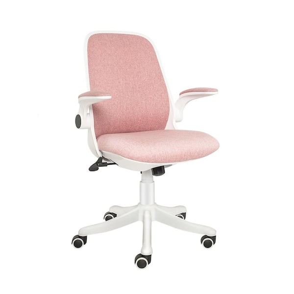 Unbranded Home Office Mesh Chair Pink Ergonomic Chair with Flip-up Armrests, Desk Chair with High Resilience Thickened Cushion