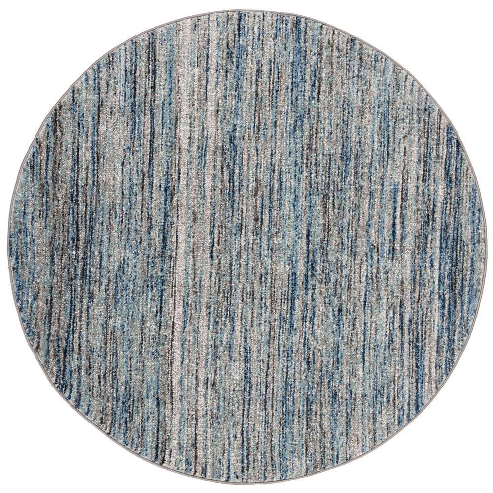 Celestial Blue-Grey 5'3" Round Synthetic Easy-Care Area Rug