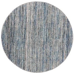 Galaxy Blue/Gray 5 ft. x 5 ft. Round Abstract Area Rug