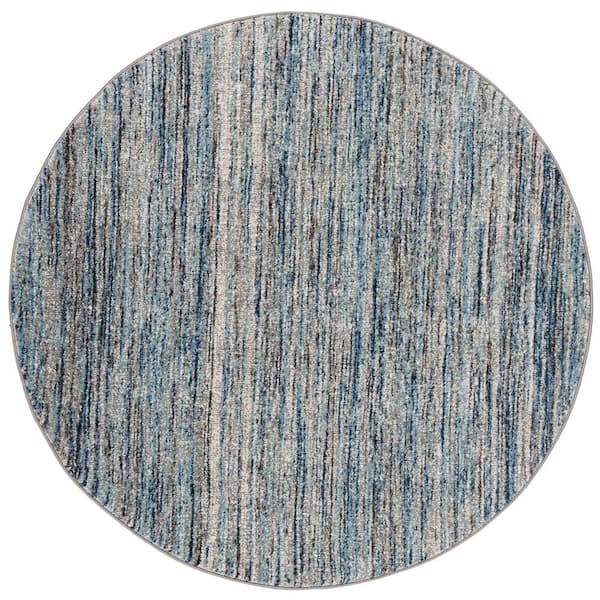 SAFAVIEH Galaxy Blue/Gray 5 ft. x 5 ft. Round Abstract Area Rug