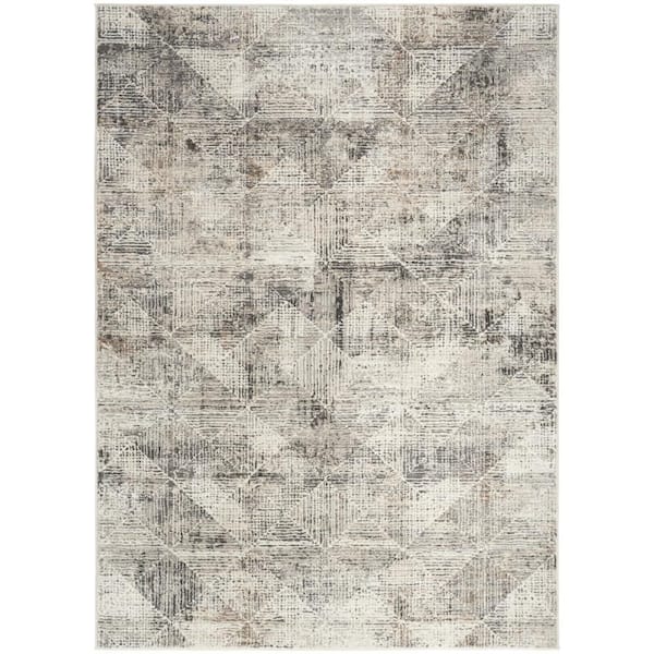 6 ft. x 9 ft. White Abstract Non Skid Area Rug