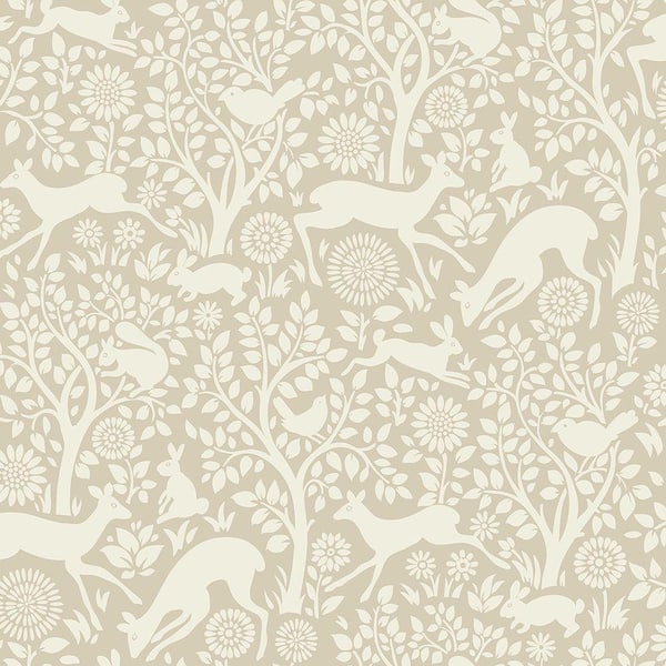 Chesapeake Anahi Neutral Forest Fauna Neutral Paper Strippable Roll (Covers 56.4 sq. ft.)