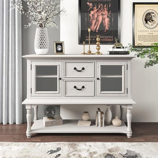 white retro console table