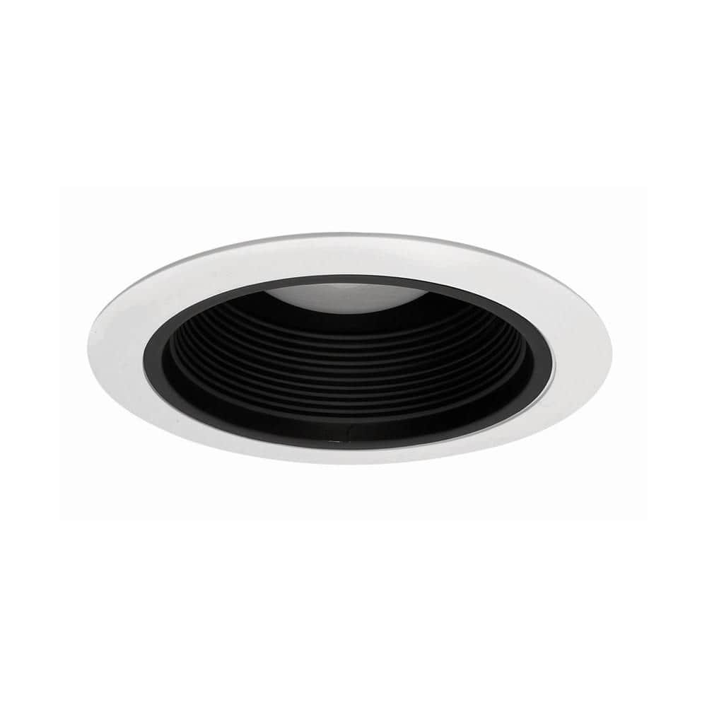 NICOR 6 in. Black and White Cone Recessed Light Baffle Trim with Trim Ring, Fits 6 in. Housings