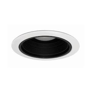 6 in. Black and White Cone Recessed Light Baffle Trim with Trim Ring, Fits 6 in. Housings