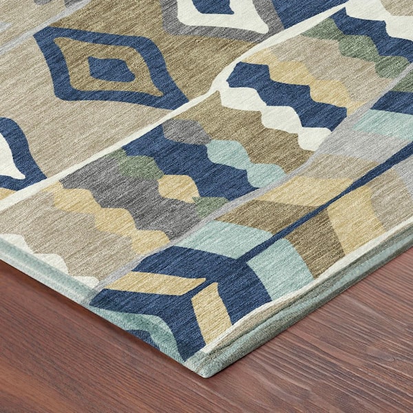 Chantille Machine Washable Indoor/Outdoor Abstract ACN2844 Navy 10 ft. x 14 ft. Area Rug