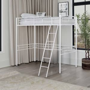 Summit White Twin Loft Bed with Full Metal Construction