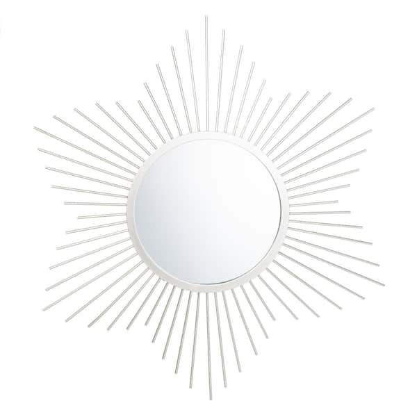 SAFAVIEH River Sunburst 36.3 in. X 36.3 in. Silver Framed Mirror