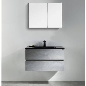 23 x 18.7 x 19.7 Wall-Mounted Single Bathroom in cement gray Vanity Set