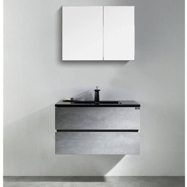 Satico 23 x 18.7 x 19.7 Wall-Mounted Single Bathroom in cement gray Vanity Set