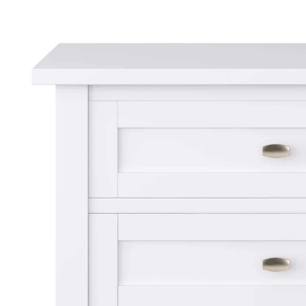 White Solid Wood 2-Drawer Bedside Nightstand