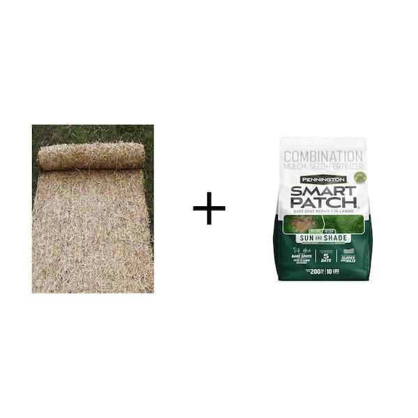 4 ft. x 50 ft. Wheat Straw Germination Blanket and 10 lb. Smart Patch Sun/Shade Grass Seed for 200 sq. ft.
