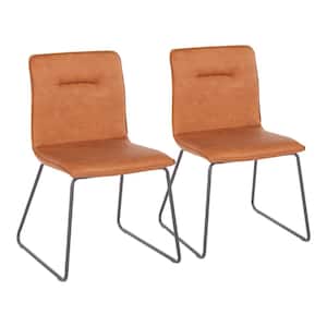 Casper Camel Faux Leather Industrial Dining Chair (Set of 2)