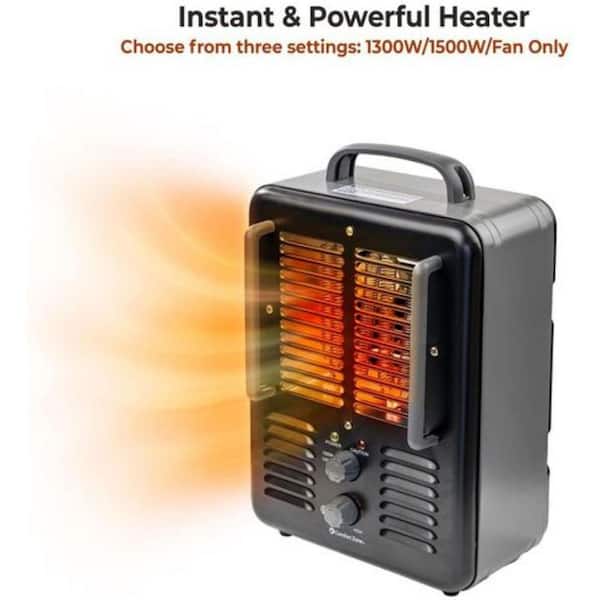 Comfort Zone 1,500-Watt Milk house Style Fan Electric Portable