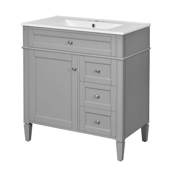 Virubi 30 in. W Single Sink Bath Vanity in Gray with White
