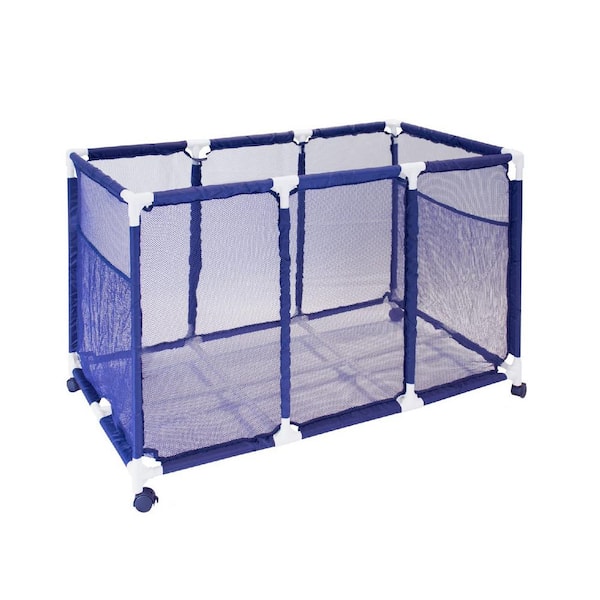 43 in. D x 25 in. W x 28 in. H Blue Metal Outdoor Storage Cabinet with Wheels for Pool