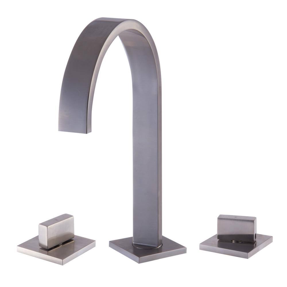 Brushed Nickel Gooseneck Widespread Bathroom Faucet