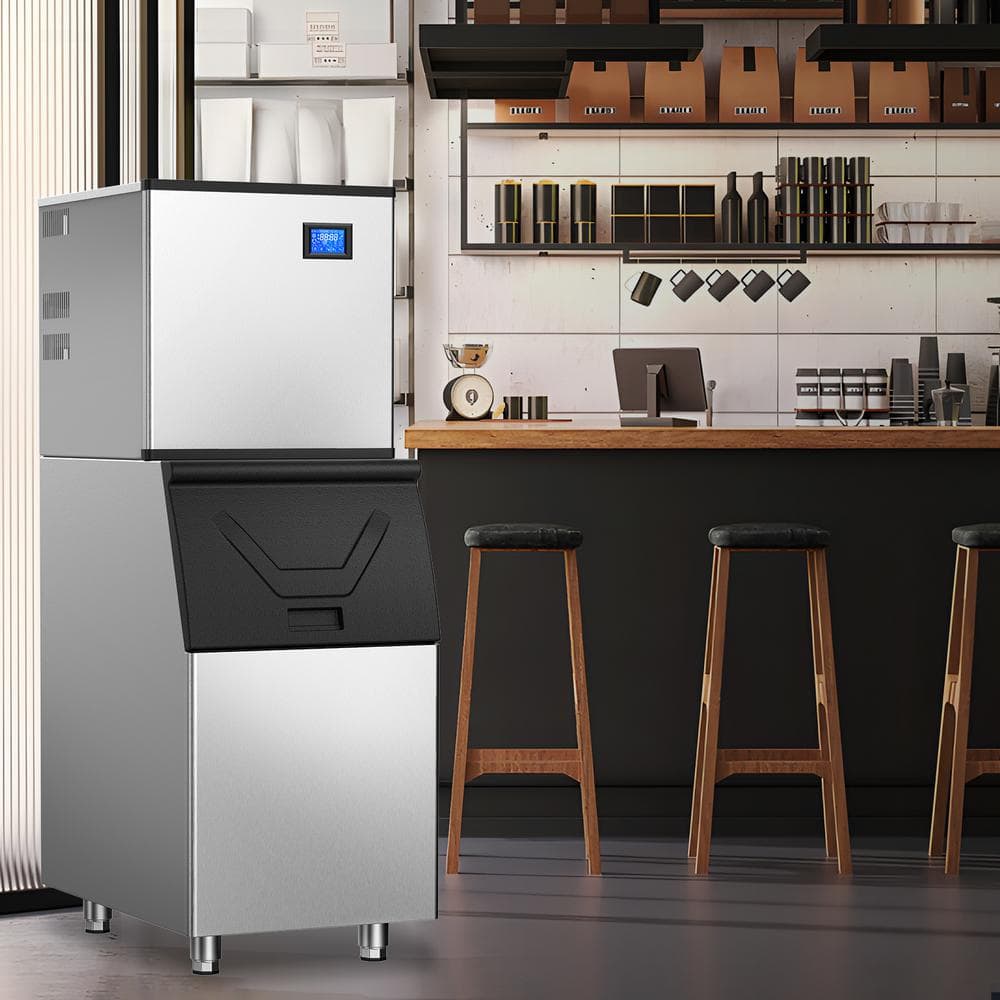 Commercial Silver Stainless Steel Freestanding Ice Maker with 450 lb Daily Production