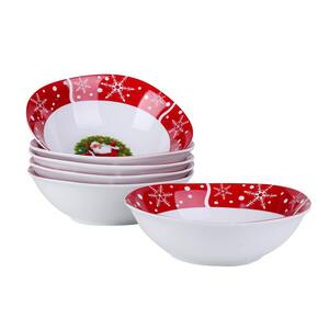 Santaclaus 15 fl.oz. Red Porcelain Cereal Bowls for Christmas (Set of 6)