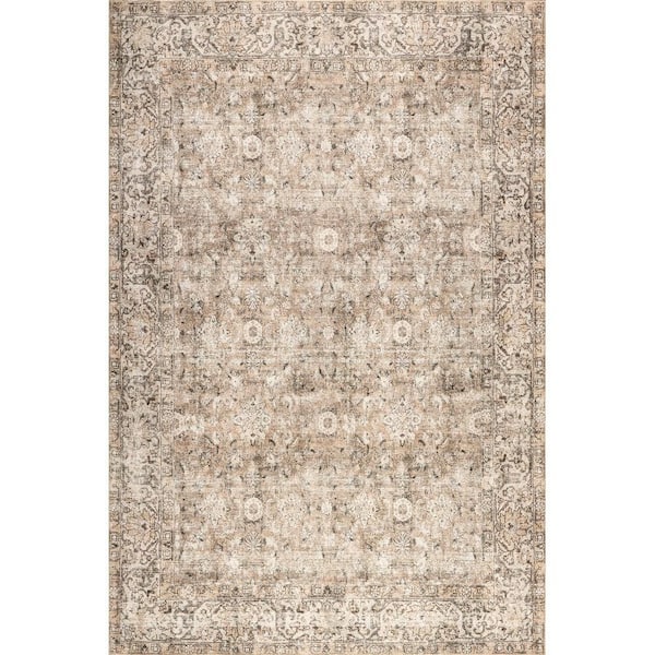 Hillstone Collection Traditional Vintage Medallion Elinda Dark Beige 4 ft. x 6 ft. Area Rug