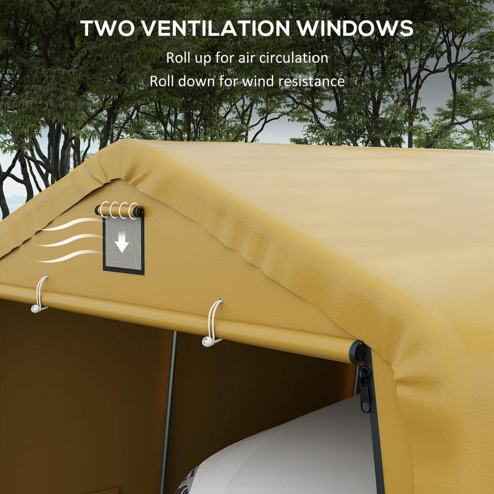 Beige 12' x 20' Portable Garage with Windows