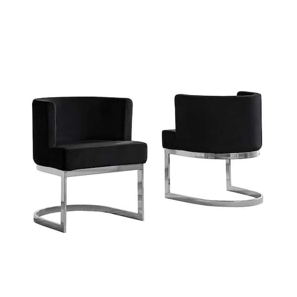 Best Quality Furniture Joe Black Velvet Chrome Legs Dining Chair (Set of 1)