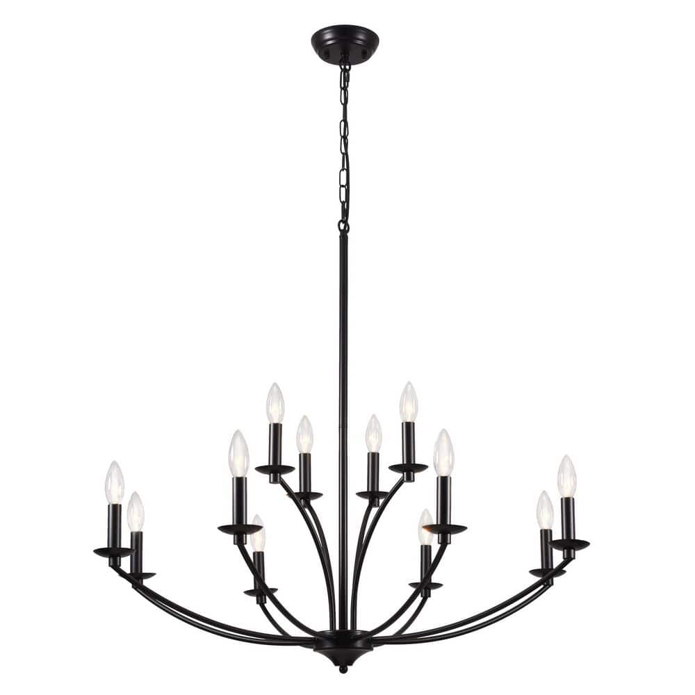 12-Light Black Traditional Candlestick Chandelier Modern Dimmable Pendant Light for Dining Room price history on PriceWatchPro