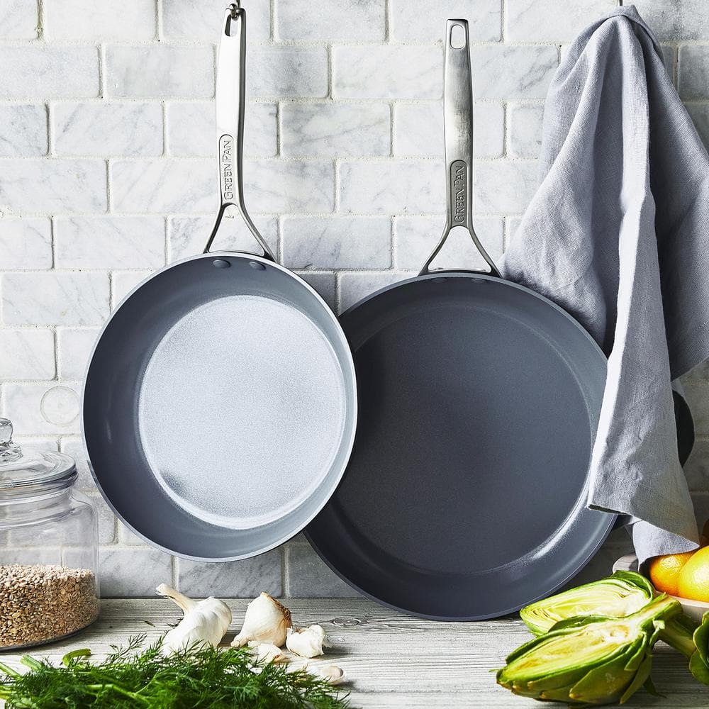 Gray Aluminum Ceramic Nonstick 8" and 10" Frying Pan Set