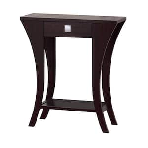Stylish 12 in. Dark Brown Standard Rectangle Wood Console Table with 1-Drawer