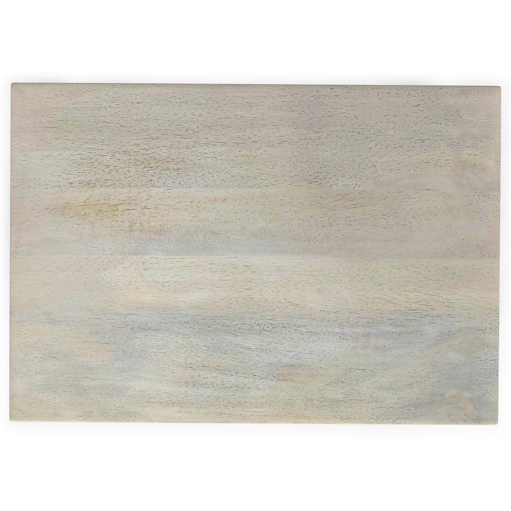 Selma 20" White Wash Wood and Black Metal Accent Table