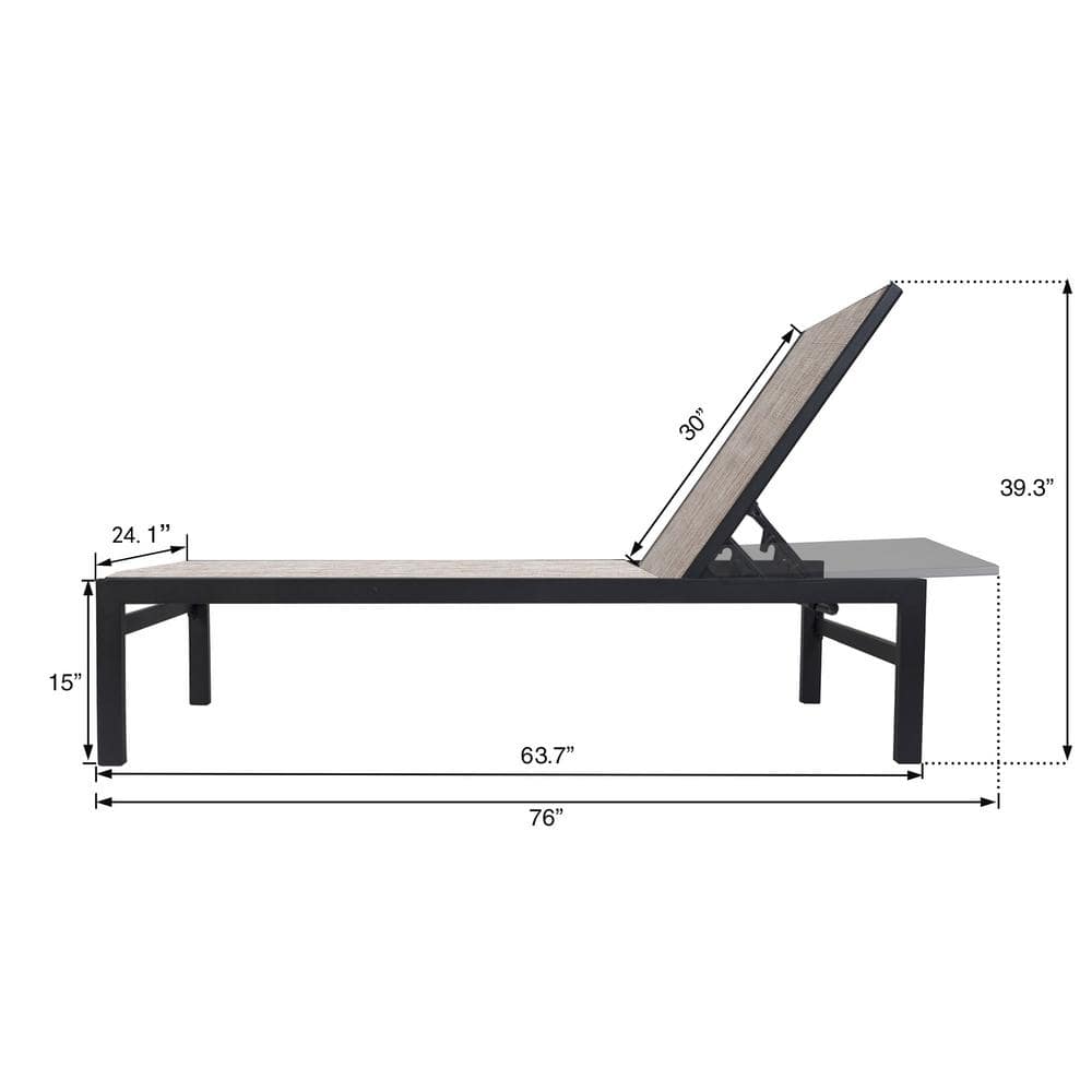 Kozyard 2-Piece Gray and Black Aluminum Outdoor Chaise Lounge Set