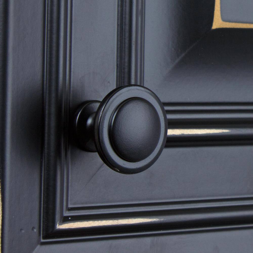 Matte Black Round Zinc Alloy Cabinet Knob with Mounting Hardware