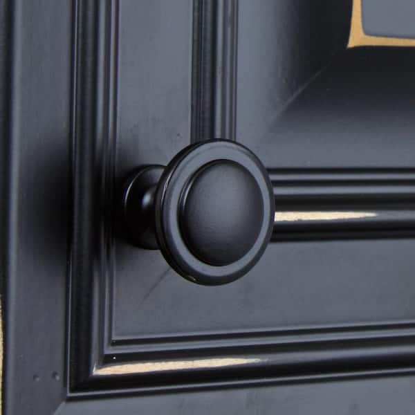 1-1/4 in. Dia Matte Black Classic Round Ring Cabinet Knobs (10-Pack)