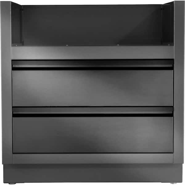 OASIS 34.75 in. Matte Black 2-Drawer Under Grill Cabinet for Built-in Prestige PRO 500 or Prestige 500