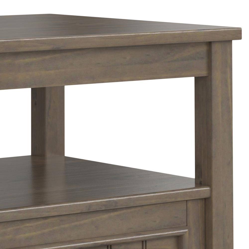 Smoky Brown Solid Wood Rectangular End Table with Drawer