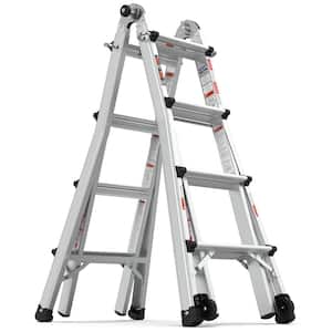 11FT Reach Aluminum Multi-Position Ladder with Wheels, 300 lbs. Load Capacity (Type IA Duty Rating)