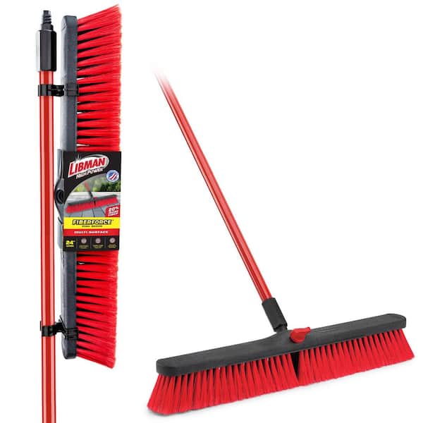24 in. High Power Multi-Surface Push Broom with 60 in. Steel Handle