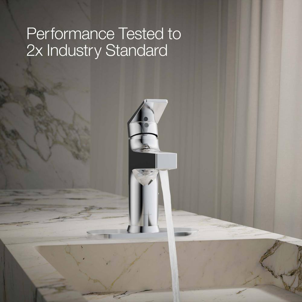 Polished Chrome Single-Handle Bathroom Faucet with Escutcheon
